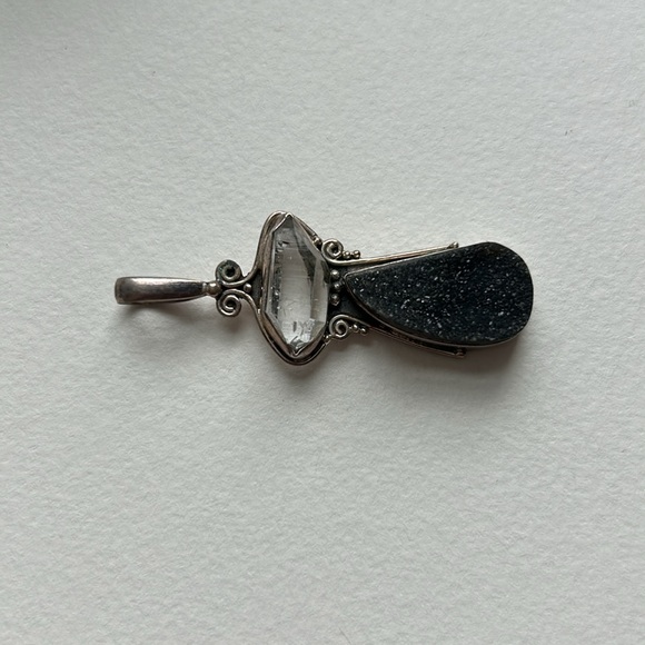 Herkimer Diamond and Druzy pendant - Picture 6 of 7